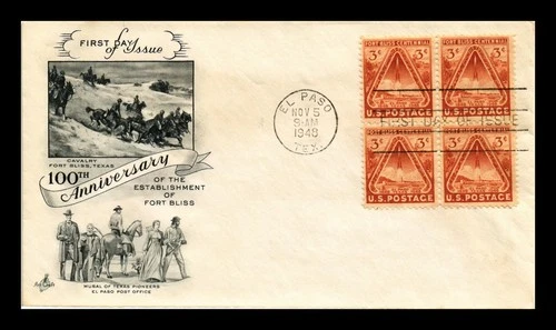 US COVER FORT BLISS CENTENNIAL FDC SCOTT 976 BLOCK OF 4 ARTCRAFT CACHET