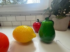 Vintage Handblown Murano Style Glass Fruit Set of 4