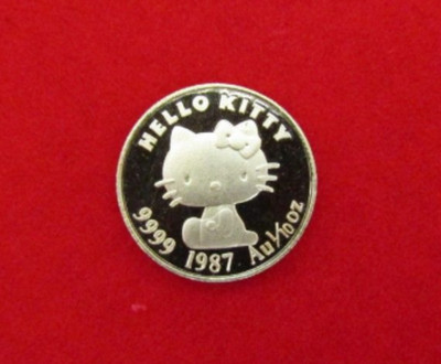 Hello Kitty 24K Pure Gold Medal Coin 1/10 oz 3.1g Sanrio Japan Pendant Top