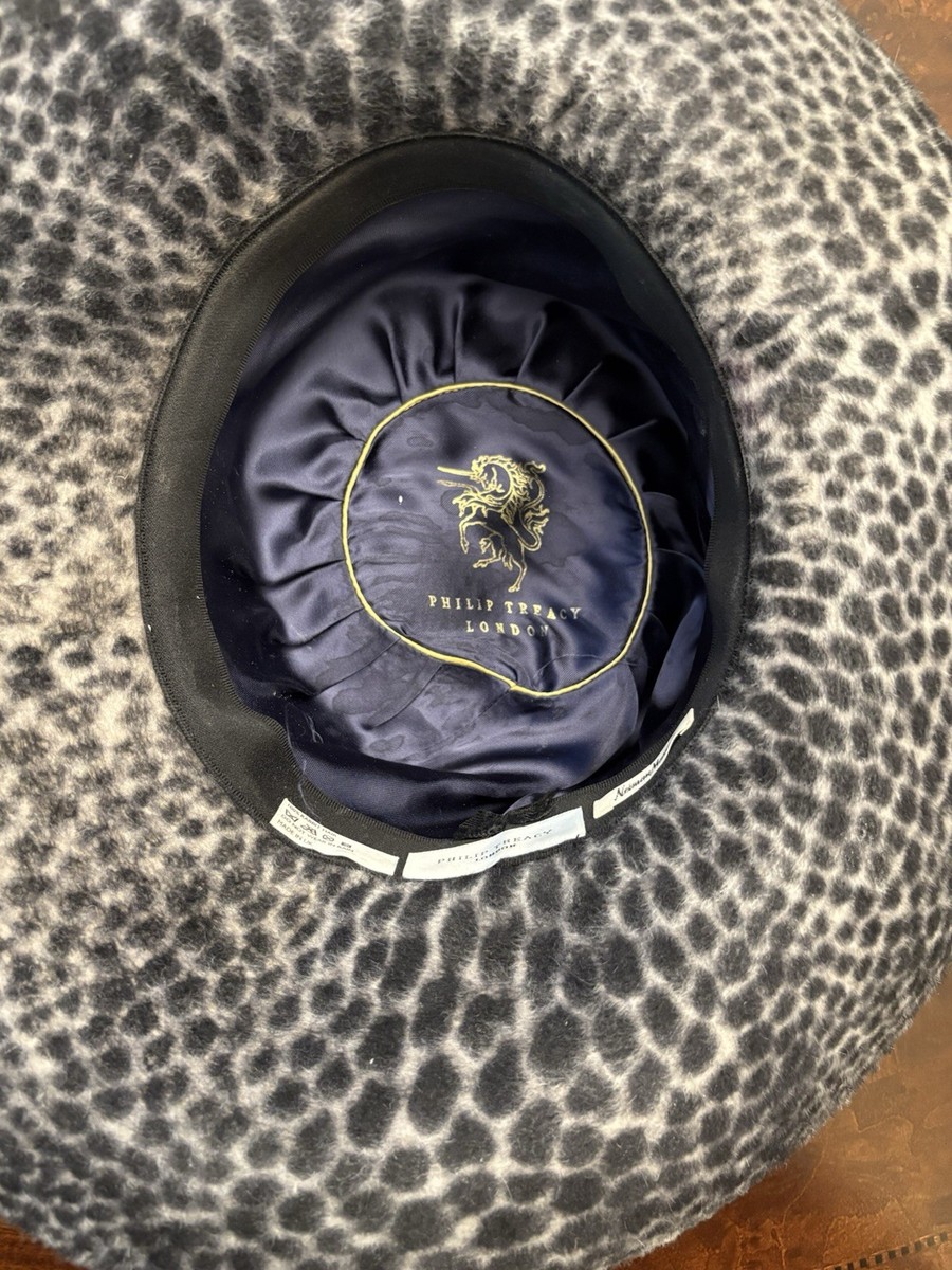 Philip Treacy Women's Dark Gray Animal Print Wool Hat | eBay