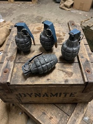 Toy, Replica, Prop, FAKE WWII ''Pineapple'' Cast Plastic, Actual Size Grenade 4pk