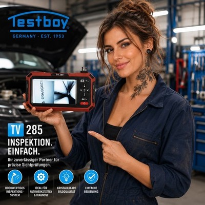 TESTBOY TV 285 Akku Endoskop Inspektionskamera 5'' Farb-LC-Display Ø 8mm L 3m