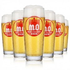 6x Mahn & Ohlerich Bier Glas Gl&auml;ser 0,5l Willi-Becher Logo in Orange Sahm