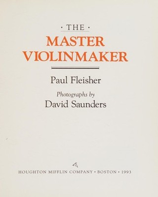 The Master Violinmaker Hardcover Paul Fleisher