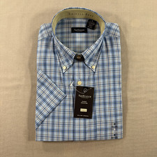 NWT Van Heusen Wrinkle Free Dress Shirt Mens Medium Blue Short Sleeve 15.5 15