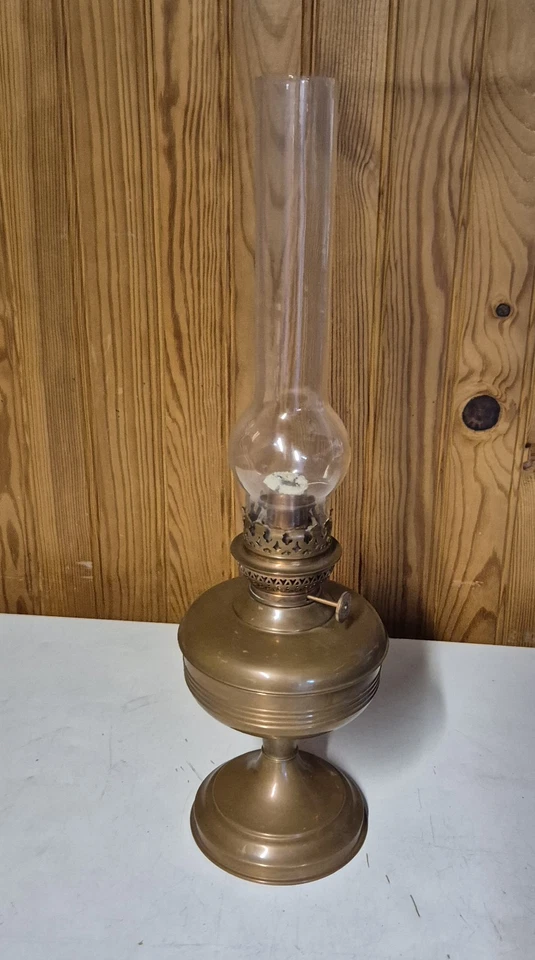 Lampe à huile métal cuivré 48cm ancienne décoration - Photo 2/4