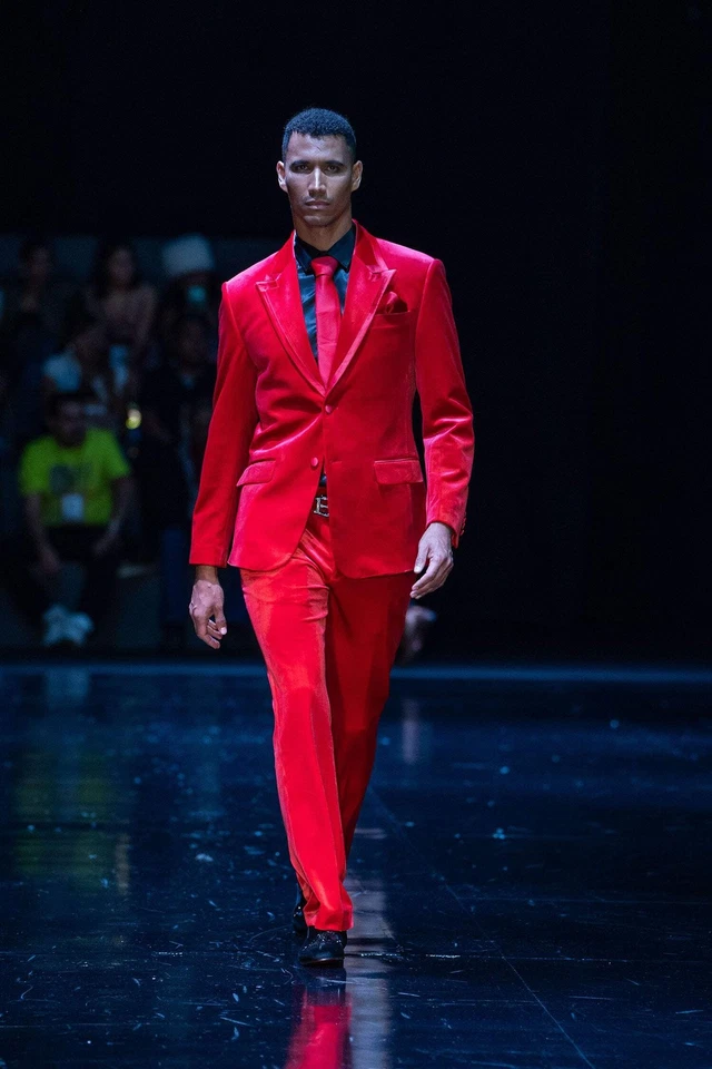 Barabas Men's Velvet Shiny Slim Fit Solid Color Pants 4CP40 - Image 2 of 4