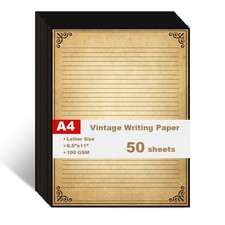 Vintage Lined Paper Antique Border 50 Sheets 100gsm 11 x 8.5'' Aged Stationery