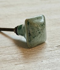 Square Green Sea Glass Drawer Knob Coastal Furniture Hardware