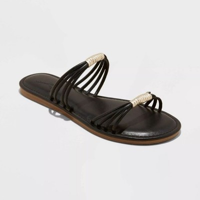 Universal Thread Women's Aura Two Band Slide Sandals Black Size 8.5