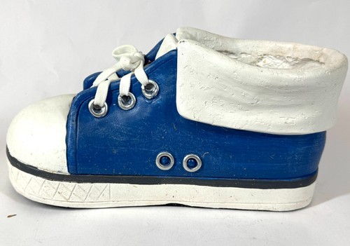 Vintage Handmade Plaster Chalkware Shoe Sneaker Trainer Blue Desk Table Planter - Picture 3 of 11