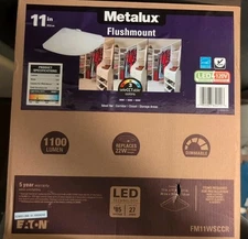 Metalux 11 In. White LED Flush Mount Ceiling Light Fixture with Selectable Color