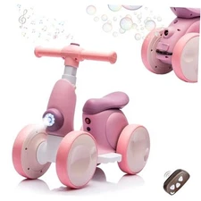 6V Electric Baby Balance Bike with Bubble Machine,4 in 1 Toddler Balance Purple