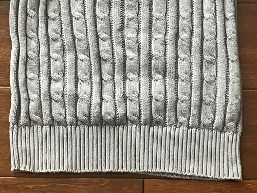 Polo Ralph Lauren Lt Blue White Pony Girls Small Long Sleeve Cable Knit Sweater - Picture 4 of 8