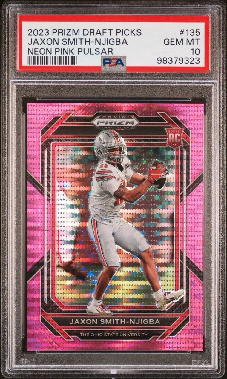 Jaxon Smith-Njigba Panini Prizm Draft Picks #135 Neon Pink Pulsar