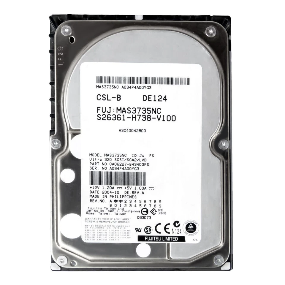 Hard Fujitsu A3C40042800 MAS3735NC 73GB 15000U/Min 8MB SCSI U320 3.5 " Inch - Image 3 of 3