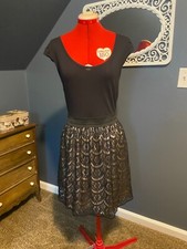 BeBop Black & Gold Lace Skirt Juniors Dress - Large