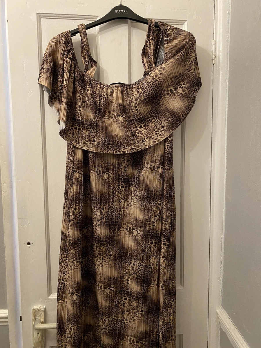 Leopard print top cold shoulder dress