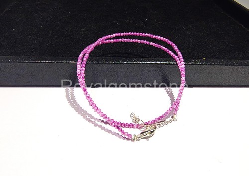 Top Quality Pink Sapphire Beads Natural Gemstone Multi Fire Necklace for Women - Picture 5 of 5
