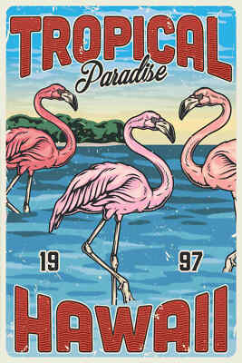 Holzschild 18x12 Tropical Paradise Hawaii Wand Deko Bar Kneipe Sammler Geschenk