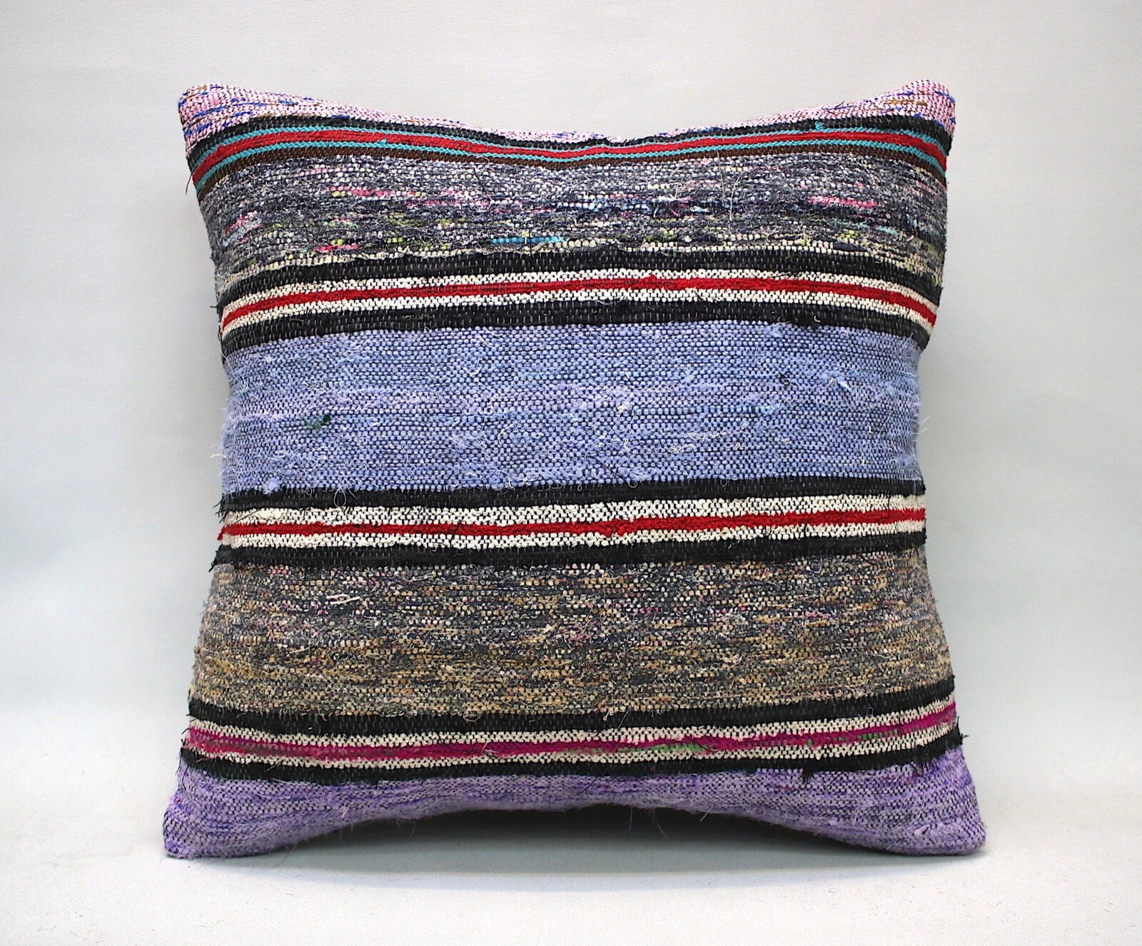 Kilim Square Pillow, 18x18 in, Decorative Throw Cushion, Handmade Vintage Pillow