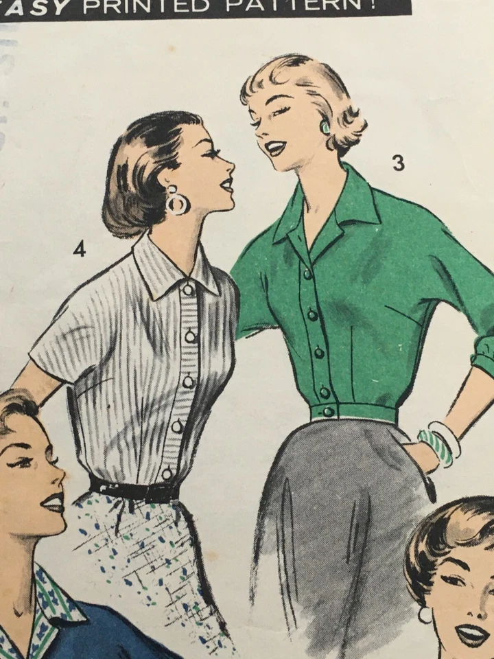 Advance Sewing Pattern 8053 Vintage 1950s Misses Blouses Size 12 Bust 32 1956 - Image 3 of 4