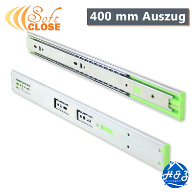 Schubladenschine 400 mm Teleskop-Schine Selbsteinzug Soft-Close Vollauszug