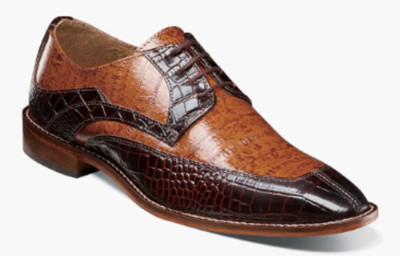 Men's Dress Shoes Moc Toe Oxford Brown/Multi  2-Tone Leather STACY ADAMS 25631