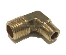 BRASS FORGED 90&ordm; MALE REDUCING ELBOW 1/4" MNPT x 1/8" MNPT FUEL/AIR/WOG