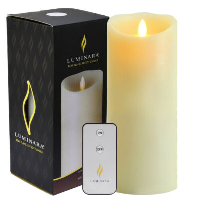 9in Luminara Flameless Battery Operated Pillar Candles with Remote Wax Scented