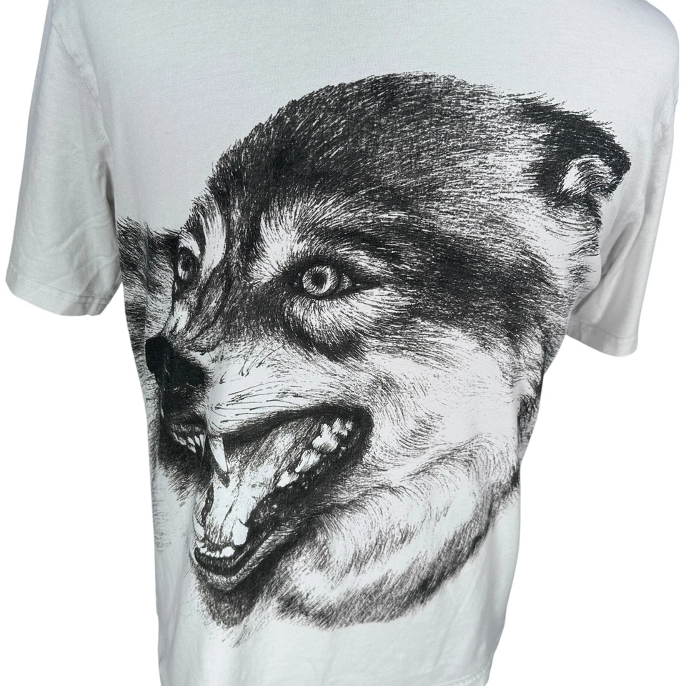 Camiseta para hombre IKEA con estampado de lobo mediana blanca negra gráfica 100 % algodón pulóver Foto 2 de 4