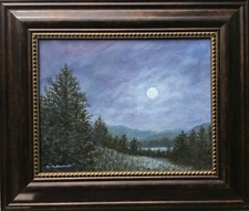 MOUNTAIN MOONLIGHT -original framed oil painting on 11X14 canvas by K. McDermott