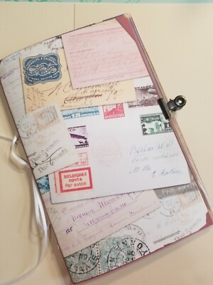 Junk Journal Booklet ''VINTAGE LETTERS'' Cards, Pockets, Ephemera 5.5''x8.5 40pgs 