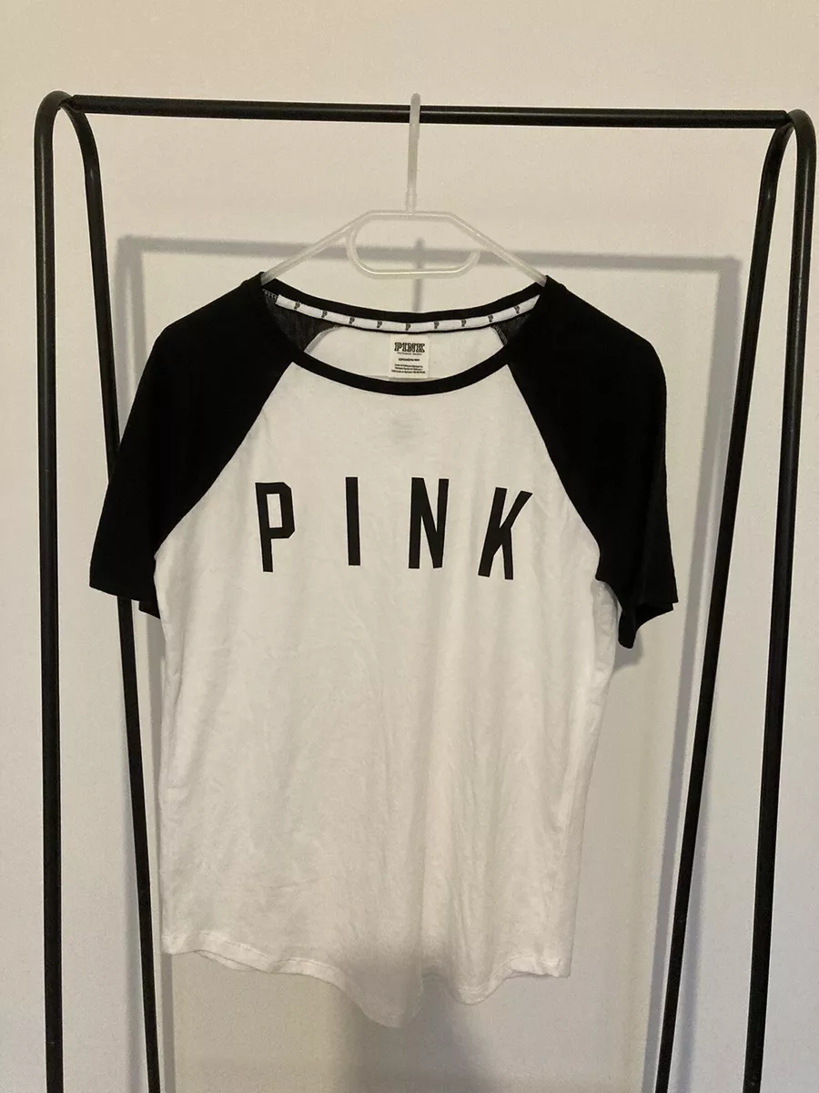 New Victoria Secret Pink White Black T shirt Size S