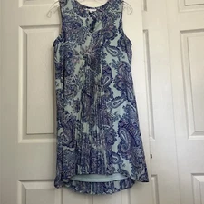 DR2 Dress Women’s Size Small Blue & Pink Paisley Sleeveless Lined Layette