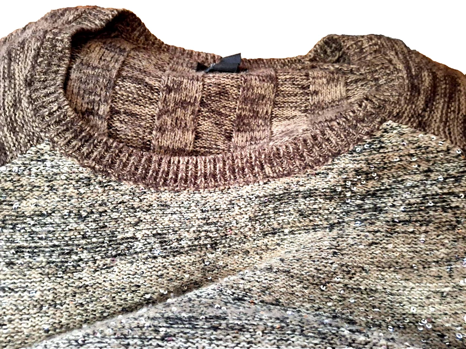 Style & Co. Sweater Dress Womans Short Sleeve 3X Patchwork Knit Ships from USA - Image 2 of 4