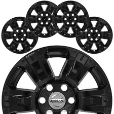4 fits Nissan Titan SV 2017-2020 Black 18" Wheel Skins Hub Caps Alloy Rim Covers