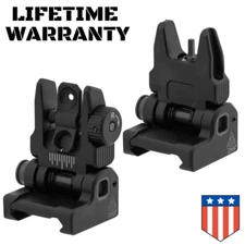 UTG Aluminum Front Rear BUIS Spring Pop Up Sights Picatinny Rail Mount  WARRANTY