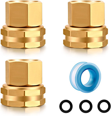Garden Hose Double Female Internal Thread 3/4'' GHT to 1/2'' NPT Pipe Joint, Brass
