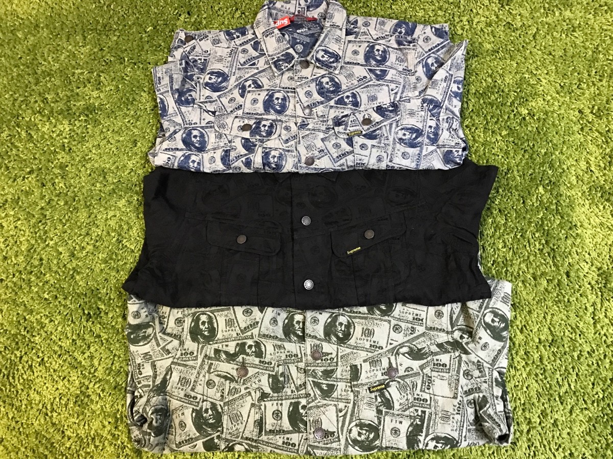 Supreme F/W 2017 100 Dollar Bill Trucker Jacket Box Logo | eBay Supreme F/W 2017 100 Dollar Bill Trucker Jacket Box Logo | eBay