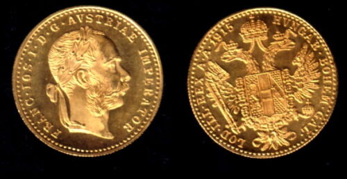 STUNNING PROOF LIKE GEM BU AUSTRIA 1915 GOLD DUCAT--IDEAL TRADE COINAGE BULLION - Picture 1 of 12