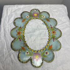 VintageTin MIRROR Frame Hand Painted Frame, Mexican Punched Tin, Missing Mirror