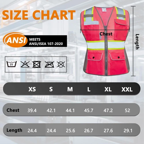 Safety Vest for Women High Visibility Mesh Reflective X-Small, Pink image 7