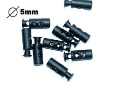10 Stück Kordelstopper Kordelklemme 5mm schwarz Kunststoffzahn 2xLoch Nähzubehör
