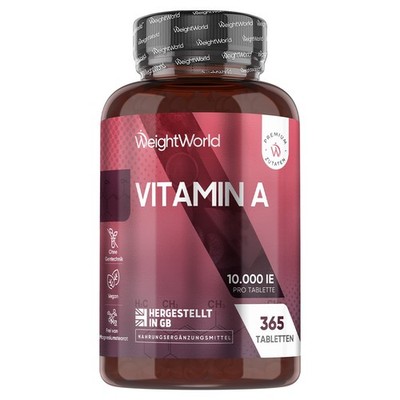 Vitamin A - 365Tabletten - 10.000IE vegan Vitamin A - normale Sehkraft - 1 Jahr