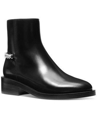 MICHAEL Michael Kors Women's Carlisle Chain-Detail Black Ankle Booties  Size 8.5