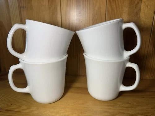 Lot of 4 - CORNING USA - White Ceramic Coffee Tea Cups Mugs 3.5”