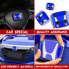 Genuine Audm 3pcs Blue Front Rear Steering Badge Emblem Civic Sedan 2016-2021