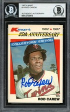 Rod Carew Autographed Signed 1987 Topps K-Mart Card 14 Minnesota Twins Beckett