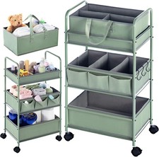 2in1 Baby Diaper Caddy Organizer Cart 3 Tier Large Capacity Metal Utility NEW
